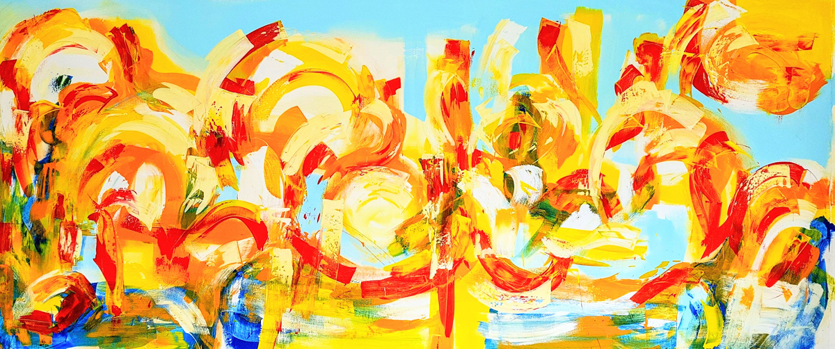 Action Painting meets neue Musik Etelka Kovacs-Koller arbeitet an einem großformatigen Gemälde