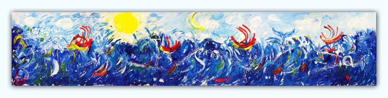 grossformatiges teampainting während eines teamevents mit Management Board